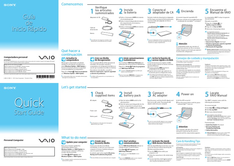 Manual Sony Vaio Laptop PDF Point and Click Red mundial