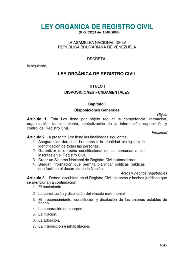 Ley Orgánica de Registro Civil.pdf Comisión Europea Venezuela
