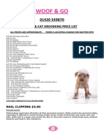 Woof & Go: Dog & Cat Grooming Price List