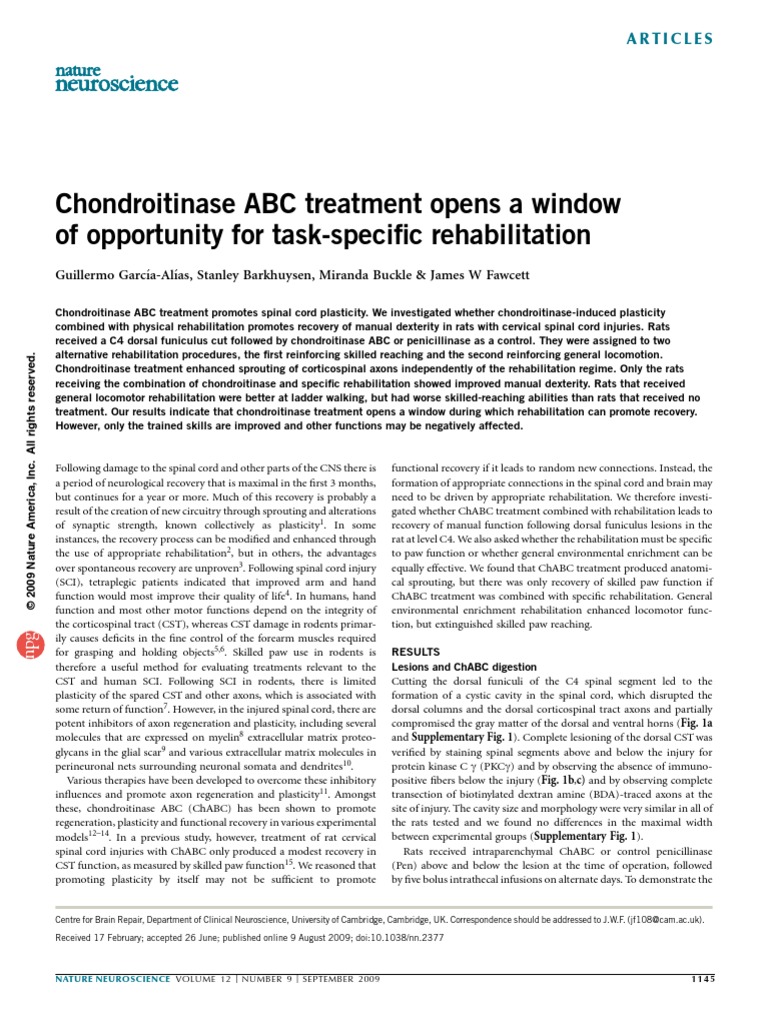 Chondroitinase ABC Treatment Opens A Window of Opportunity For Task