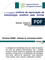 Workshop GGMED - Principais Motivos de Reprovação Da Metodologia Analítica