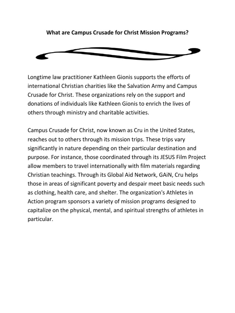 What Are Campus Crusade For Christ Mission Programs | PDF