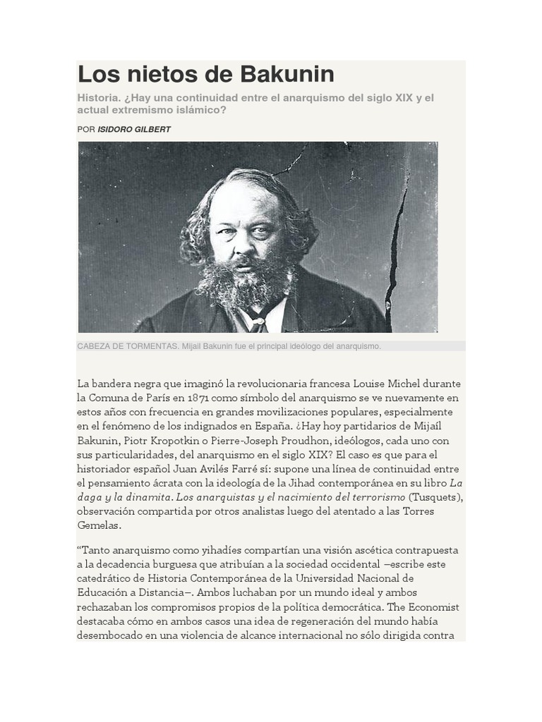 Isidoro Gilbert Los Nietos De Bakunin Anarquismo Rusia - 
