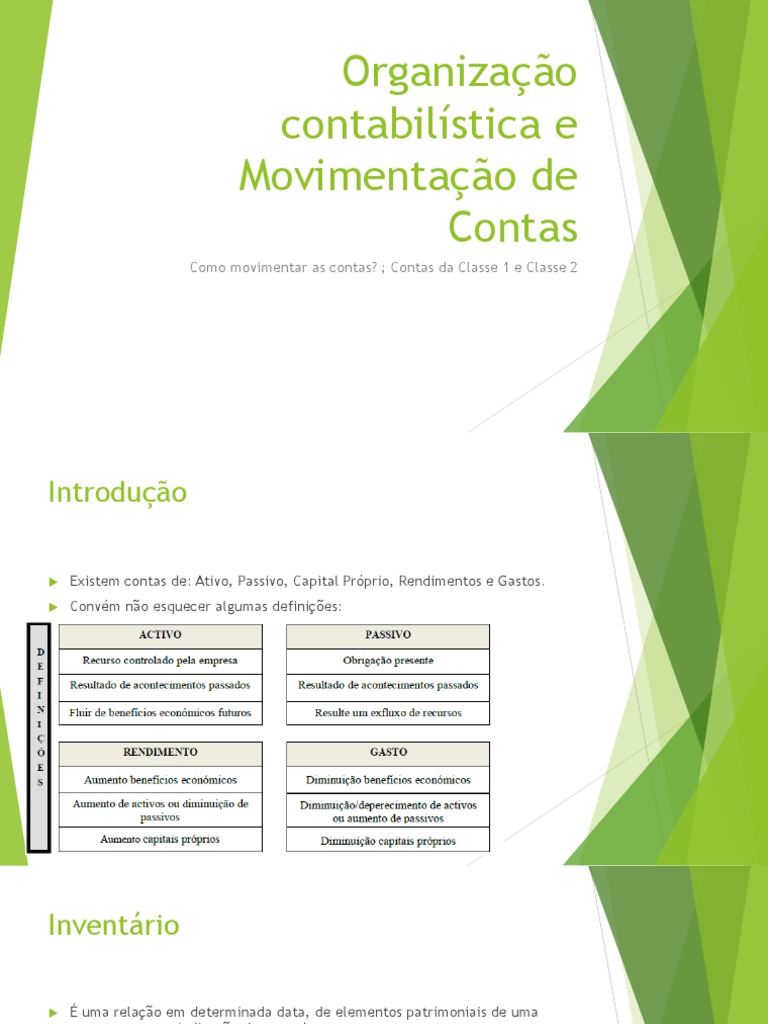 Organização Contabilística: Classificação de Contas, Movimentação de ...