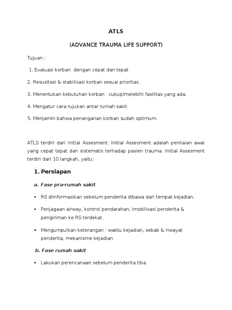 ATLS Advance Trauma Life Support | PDF | Sains & Matematika