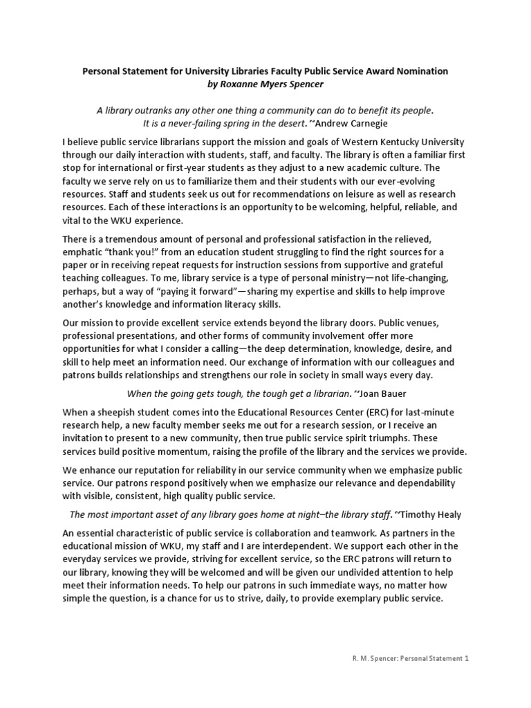 Personal statement for librarian job image