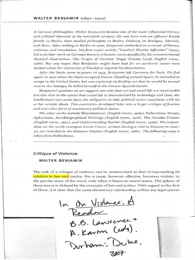 Benjamin+ +Critique+of+Violence | PDF | General Strike | Violence