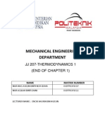Mechanical Engineering Department: JJ 207-Thermodynamics 1 (End of Chapter 1)