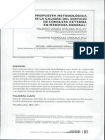 Propuesta Metodologica para Medir La Calidad Del Servicio de Consulta Externa en Medicina General