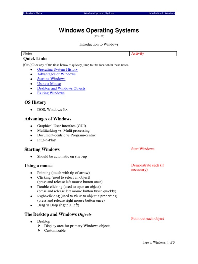 Windows Operating Systems: Quick Links | PDF | Graphical User ...
