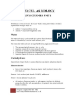 Edexcel: As Biology: Revision Notes: Unit 1 Metabolism