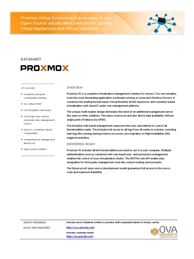 Proxmox VE Datasheet | PDF | Virtual Machine | Application Programming ...