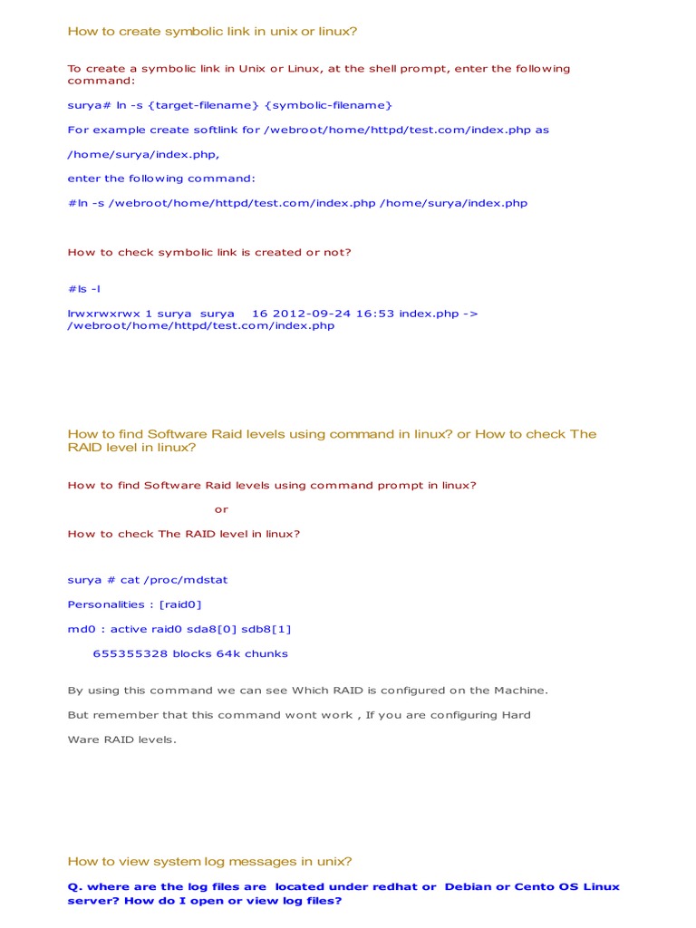 Linux Symbolic Links and RAID Levels | PDF | Linux | System Software