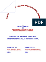 A Project Report ON: Recruitment and Selection of Microplus Technical Systems