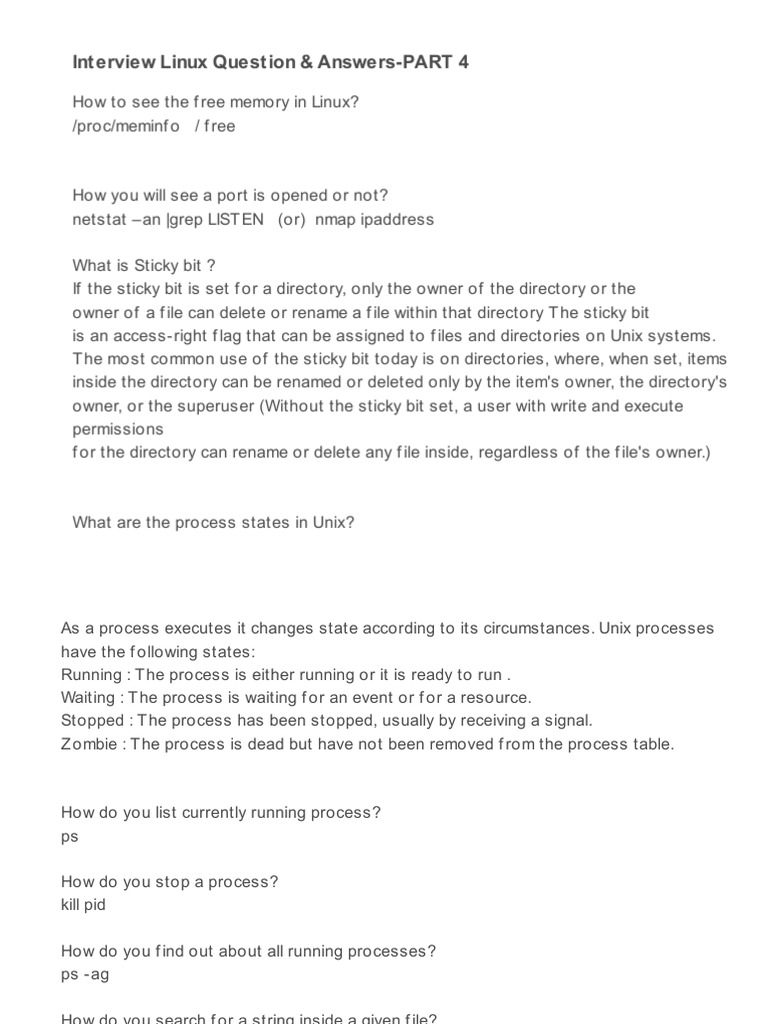 Linux Interview Questions Part 4 | PDF | Computers | Technology ...