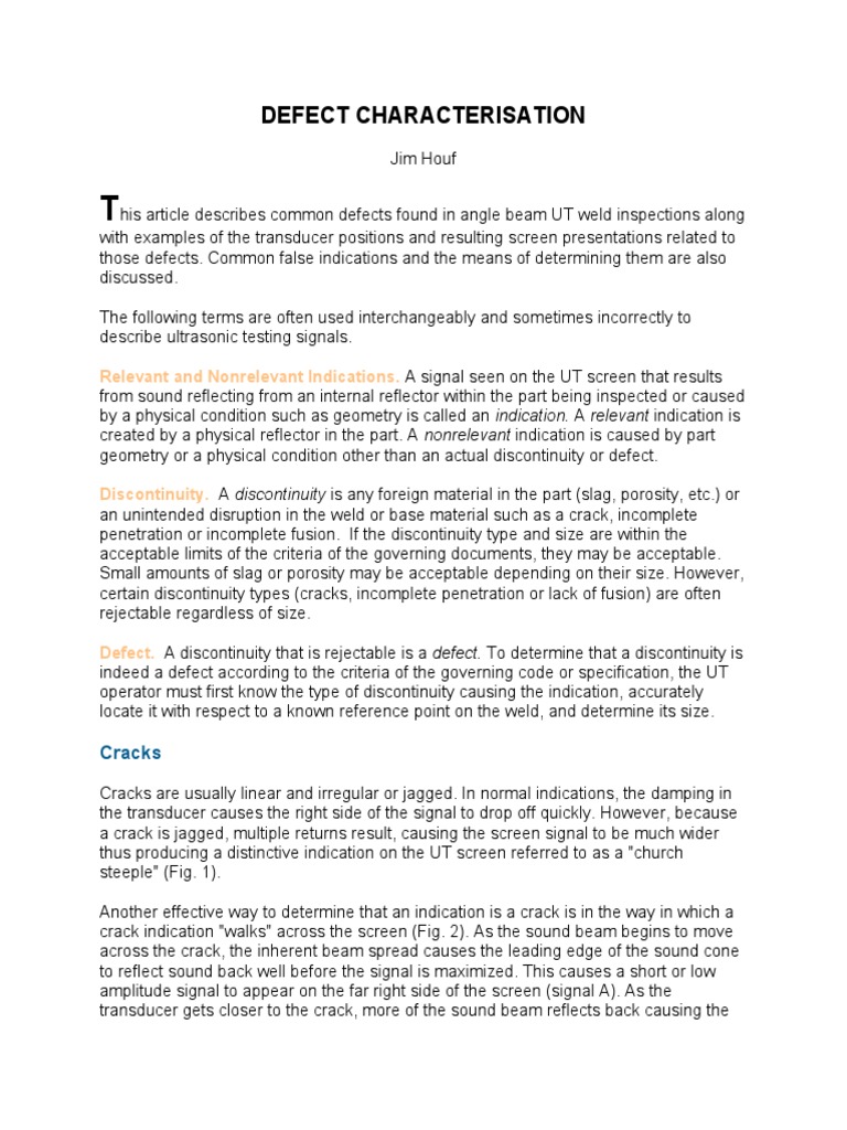 Ultrasonic Testing Defect Characterization | PDF | Porosity ...