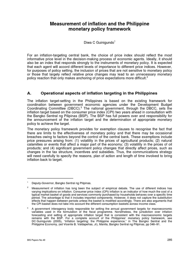 Philippine Inflation Measurement and Policy | PDF | Inflation Targeting ...