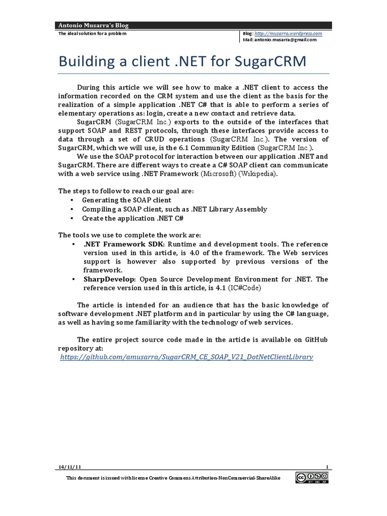 .NET Client for SugarCRM SOAP API | PDF | System Software | Digital ...