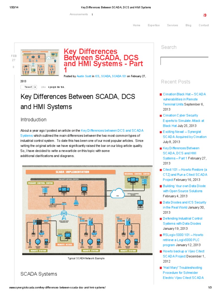 Key Differences Between SCADA, DCS and HMI Systems | Scada | Control Theory