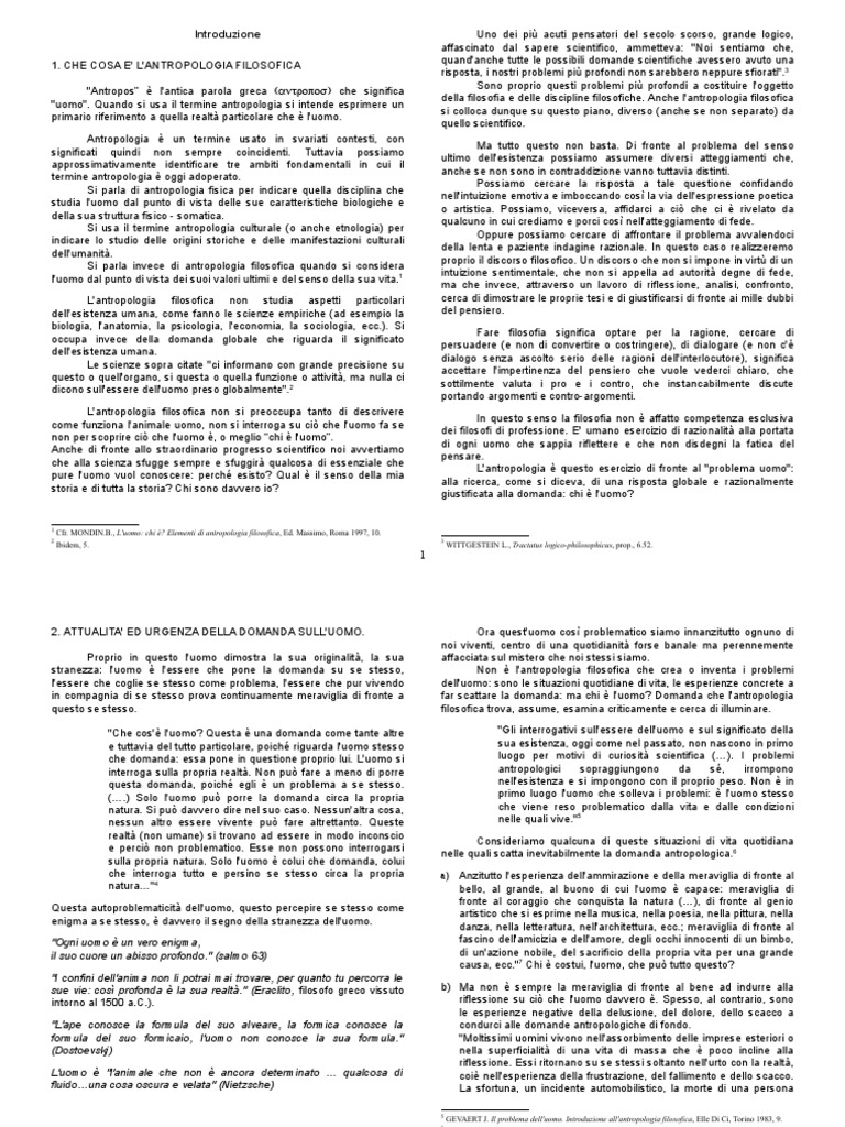Che Cosa E L Antropologia Filosofica Pdf