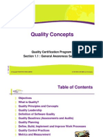 Quality Concepts: Quality Certification Program Section 1.1: General Awareness Session
