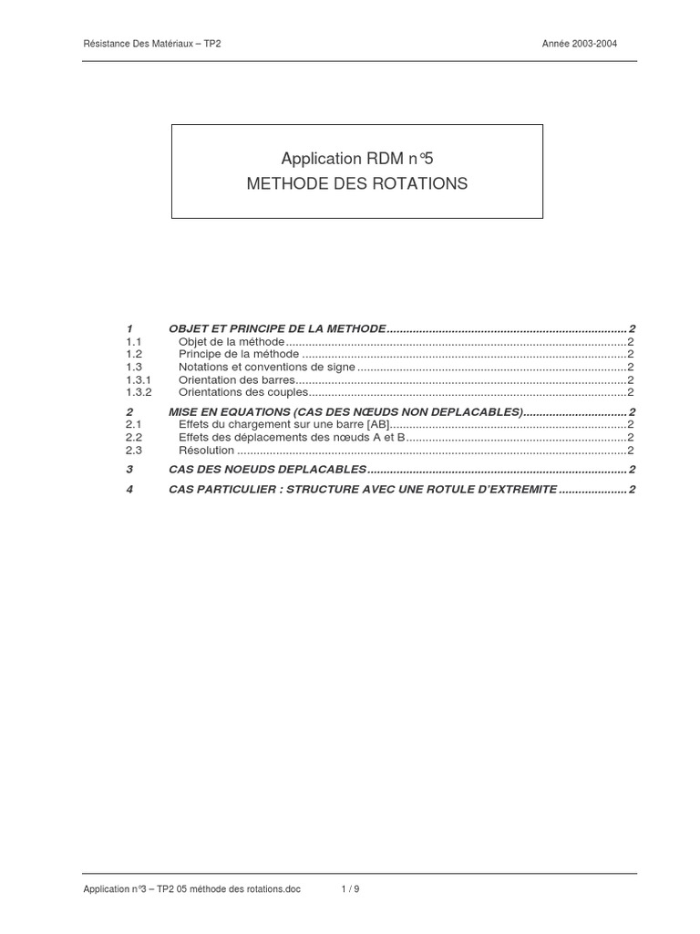 Méthode des Rotations en RDM | PDF | Résistance des matériaux | Flexion ...
