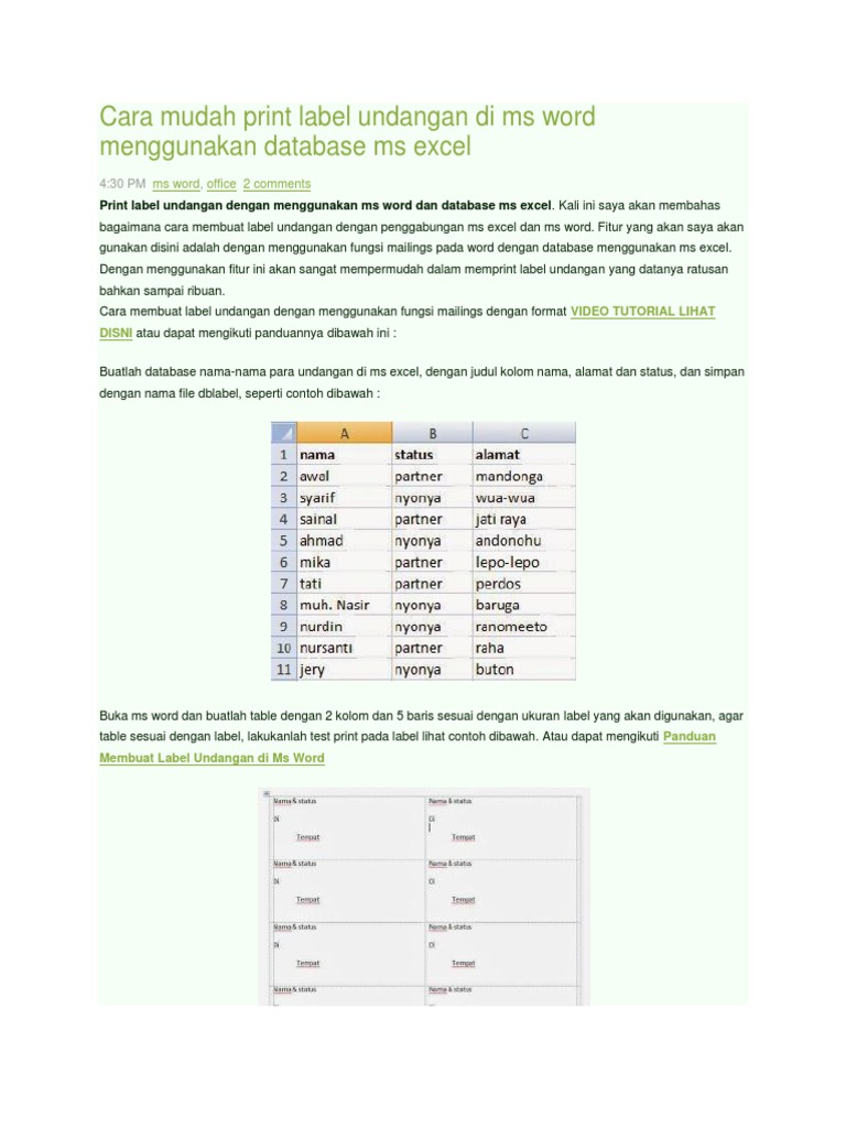 Membuat Label Undangan Pernikahan 121 Fox Dengan Excel Dan