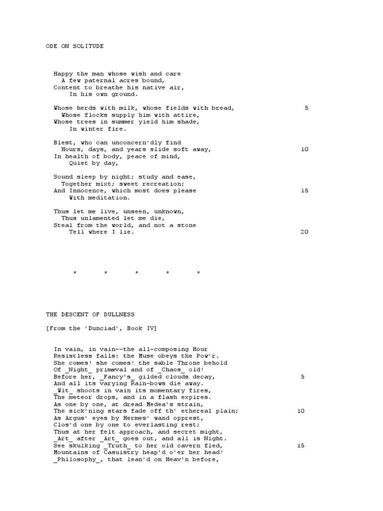 Ode On Solitude | PDF