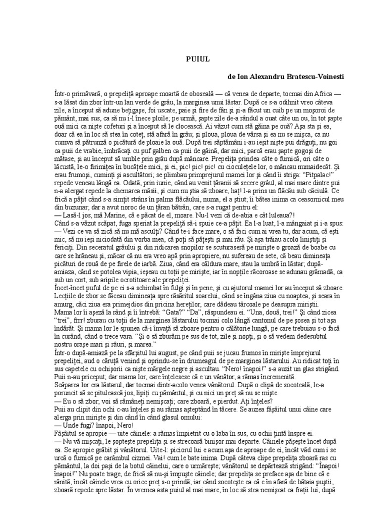 Puiul De Alexandru Bratescu Voinesti Puiul - Ion Alexandru Bratescu-Voinesti | PDF