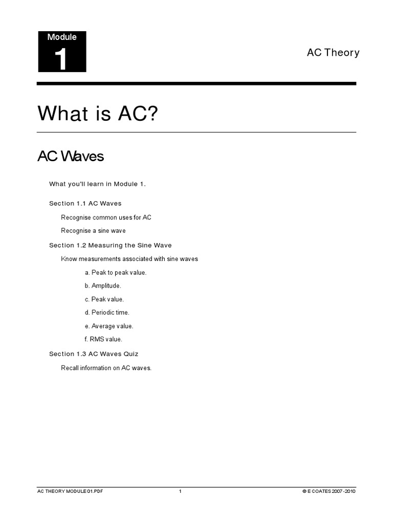 Ac Theory Module01 | PDF | Amplitude | Root Mean Square