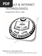 Lab (VLP & Internet Technologies) : Assignment Work - 506