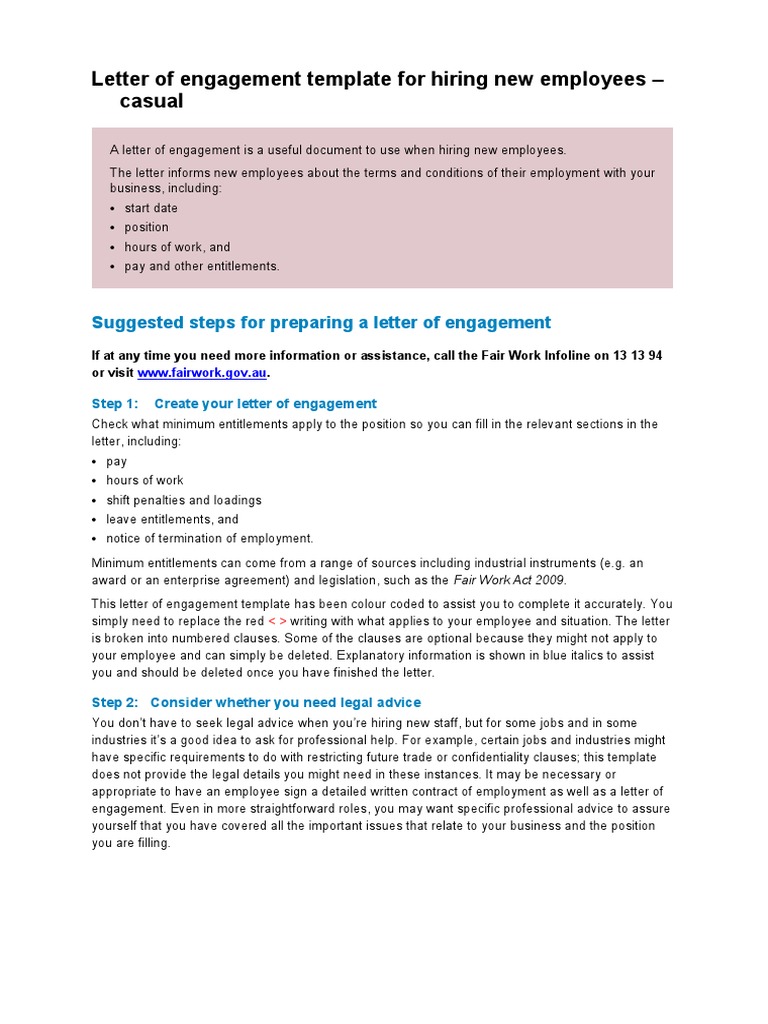 Letter of Engagement Casual | PDF | Employment | Social Institutions