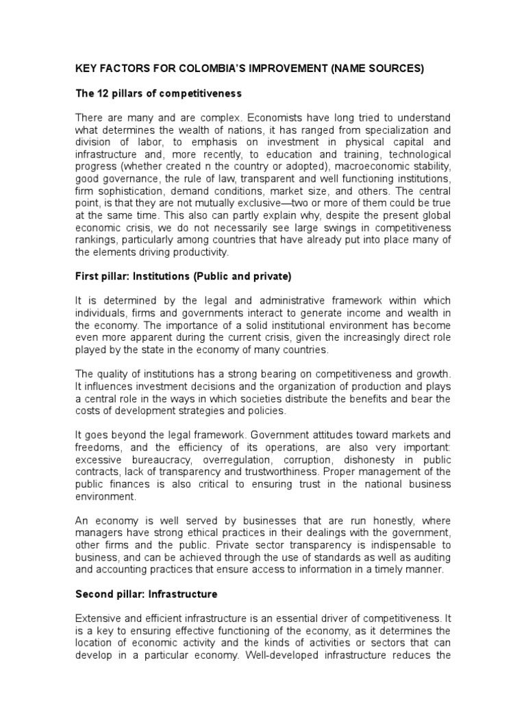 Colombia's 12 Competitiveness Pillars | PDF | Market (Economics ...