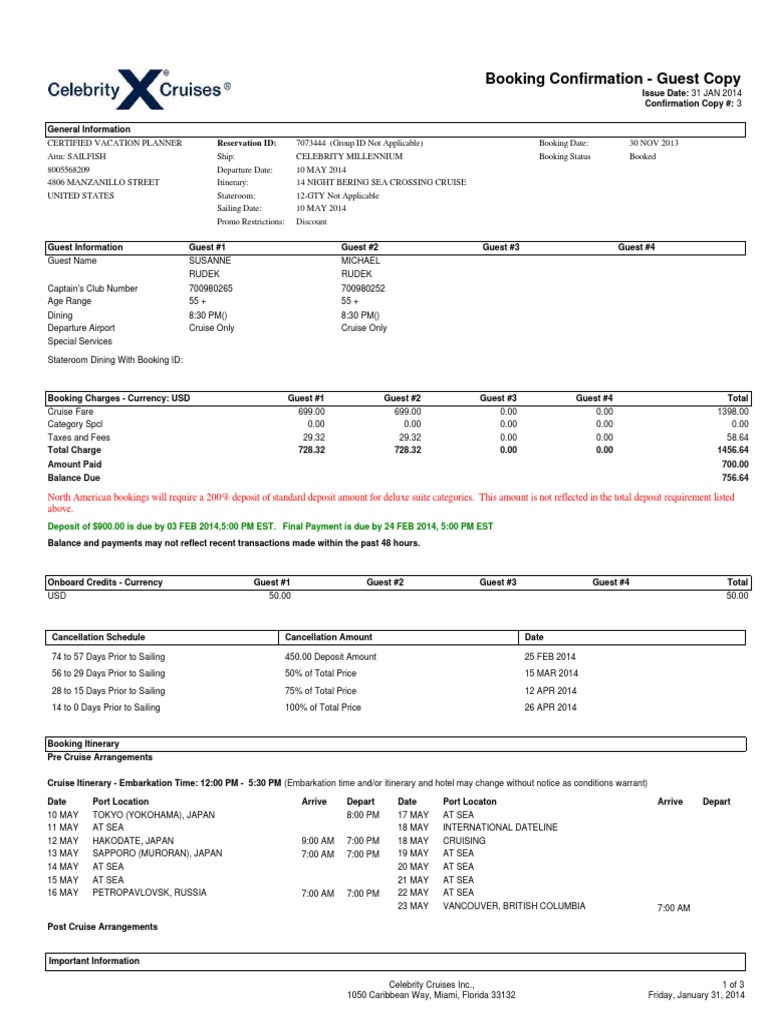 Celebrity Invoice 2 Travel Visa Identity Document