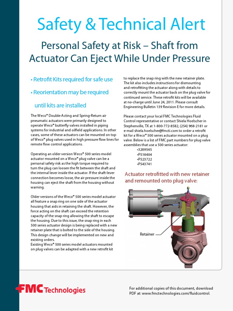 Weco Pneumatic Actuator Safety Alert | PDF | Valve | Actuator