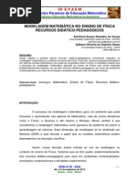 MODELAGEM MATEMÁTICA NO ENSINO DE FÍSICA, RECURSOS DIDÁTICO-PEDAGÓGICOS