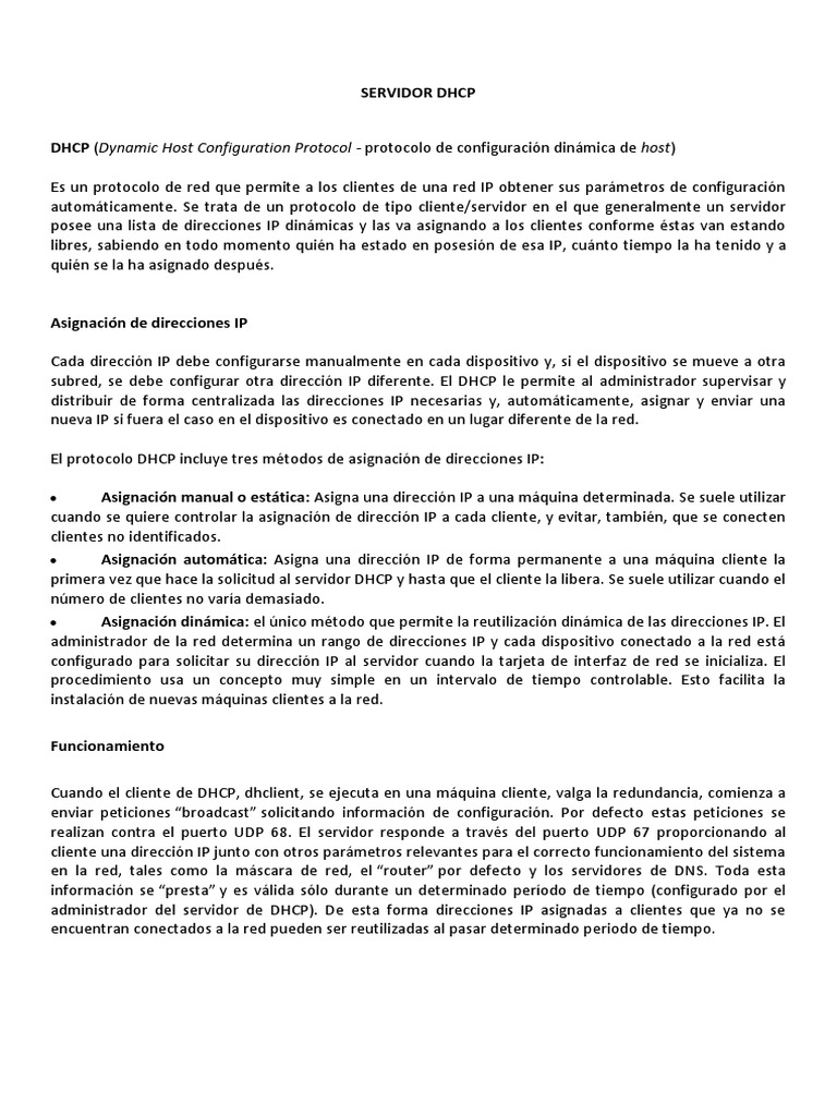Configuracion de Servidor DHCP en Windows Server 2012 | PDF | Dirección ...