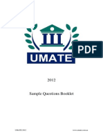 UMATE 2012 Sample UMAT Questions