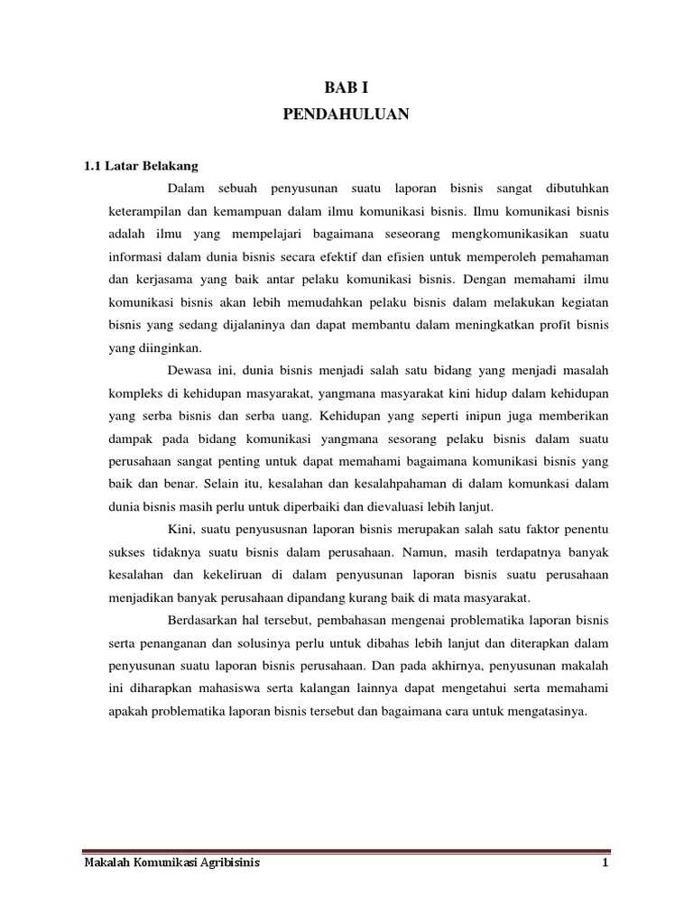 Pembahasan Makalah Problematika Laporan Bisnis