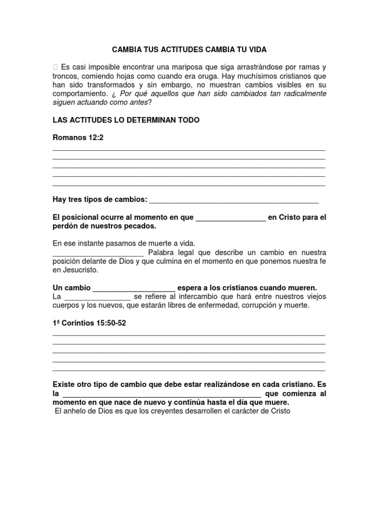 Cambia tus actitudes, transforma tu vida | PDF | Cristo (título) | Pecado