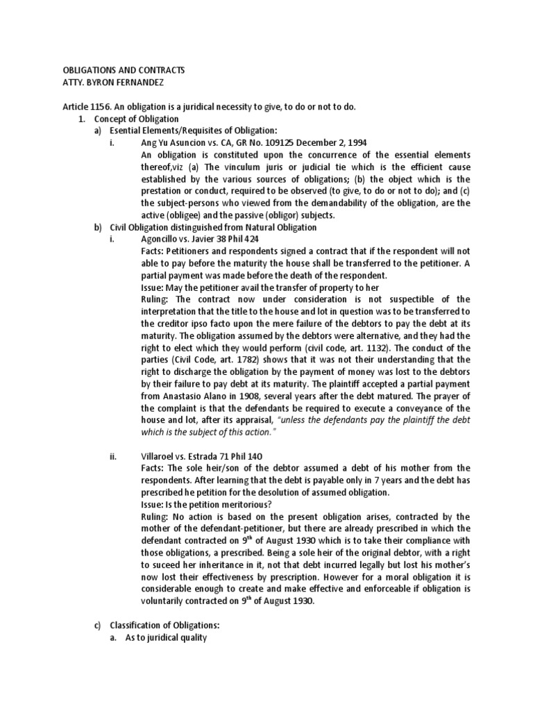 Overview of Obligations and Contracts Law | PDF | Lawsuit | Negligence