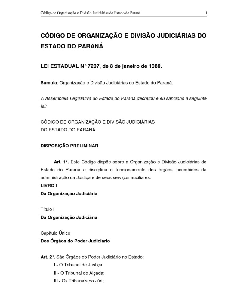 Noções do código de Organização e Divisão Judiciárias do Estado do ...