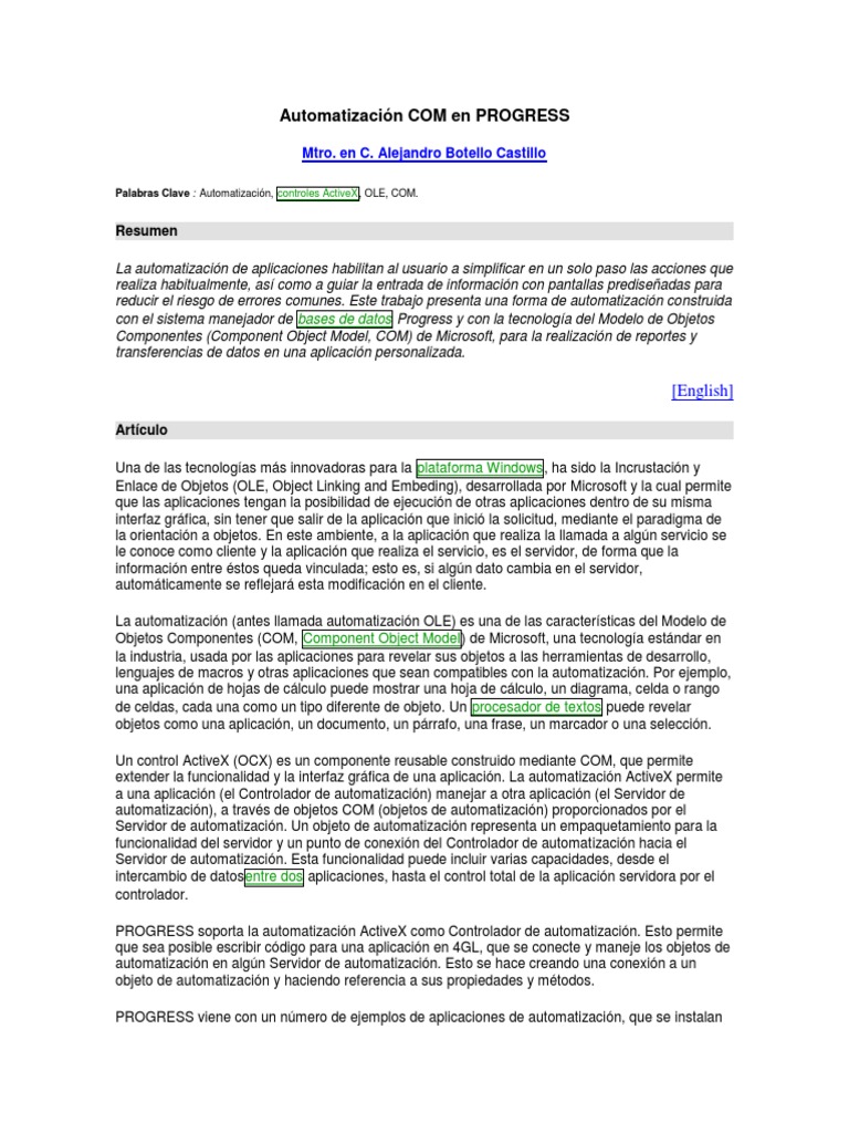 Automatización COM en PROGRESS 4GL | PDF | Modelo de objetos ...