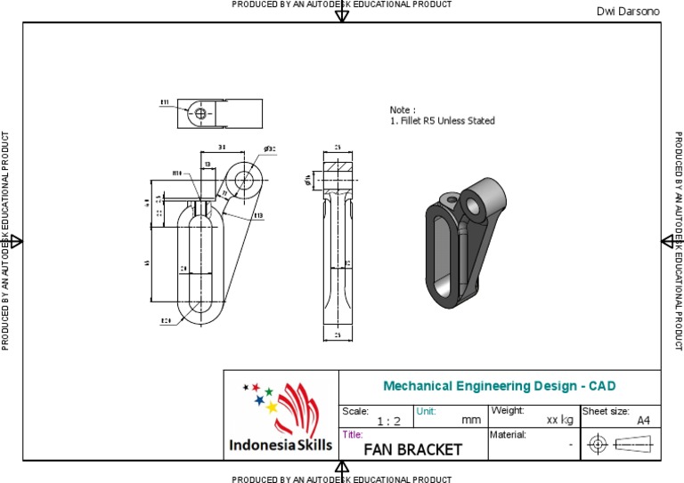 Fan Bracket Mechanical Drawing | PDF | Art | Technology & Engineering