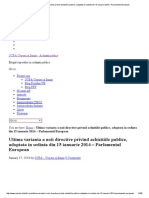 Ultima varianta a noii directive privind achizitiile publice, adoptata in sedinta din 15 ianuarie 2014 – Parlamentul European