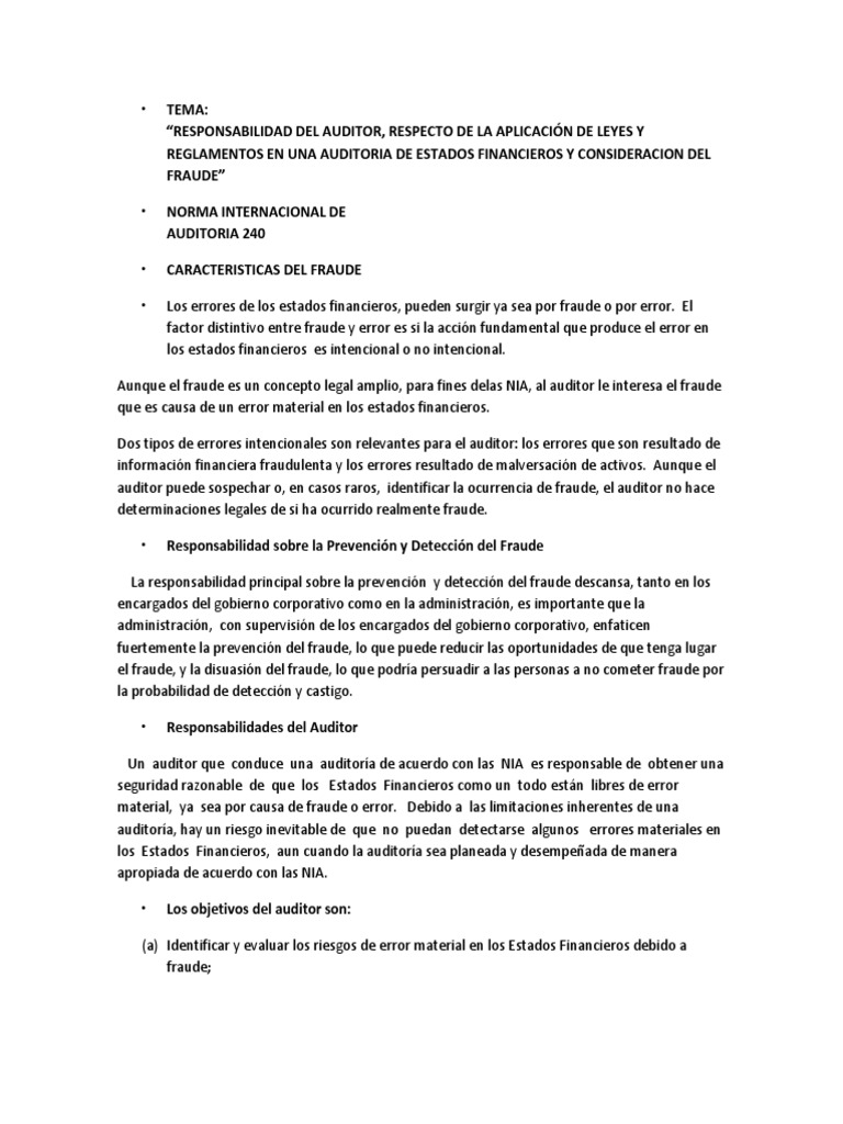 TEMA Fraude | PDF | Auditoría financiera | Contralor