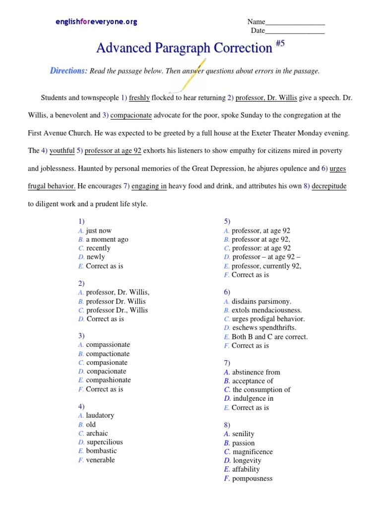 Advanced Paragraph Correction 5
