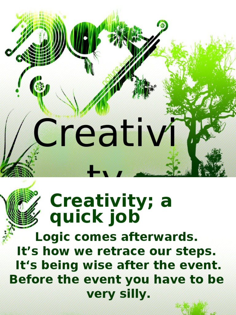 Creativity Presentation Pdf Thought Creativity