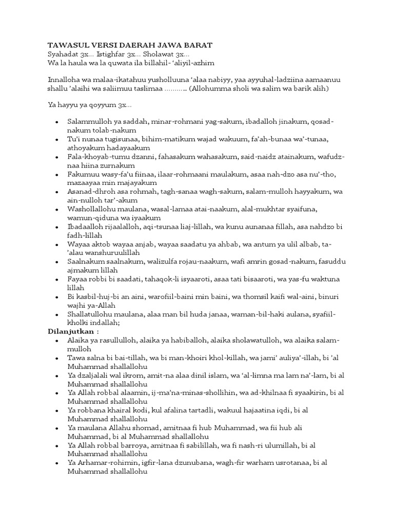 Tawasul Versi Daerah Jawa Barat
