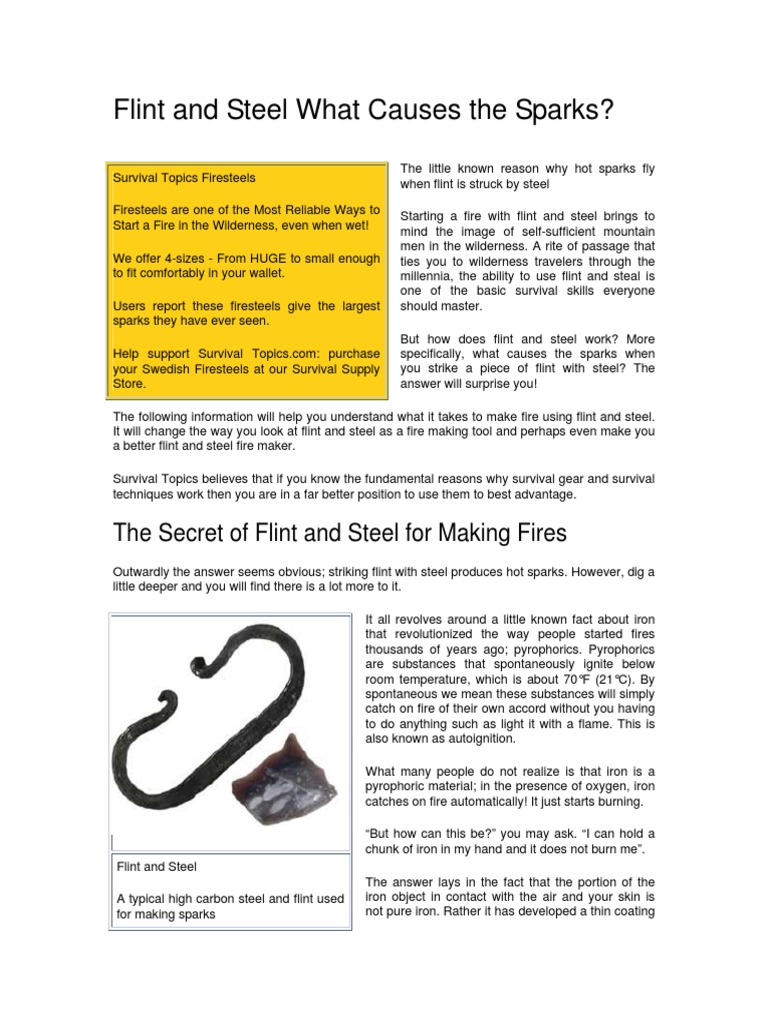 Flint and Steel What Causes the Sparks Iron Flint